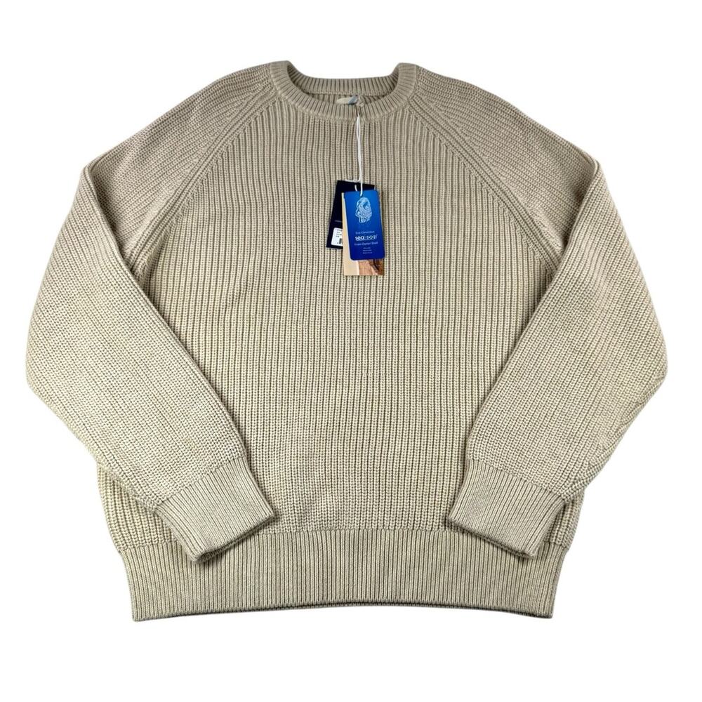 Fair Harbor Neptune Sweater 2XL Sand Beige Fisherman Knit Heavyweight Chunky NWT